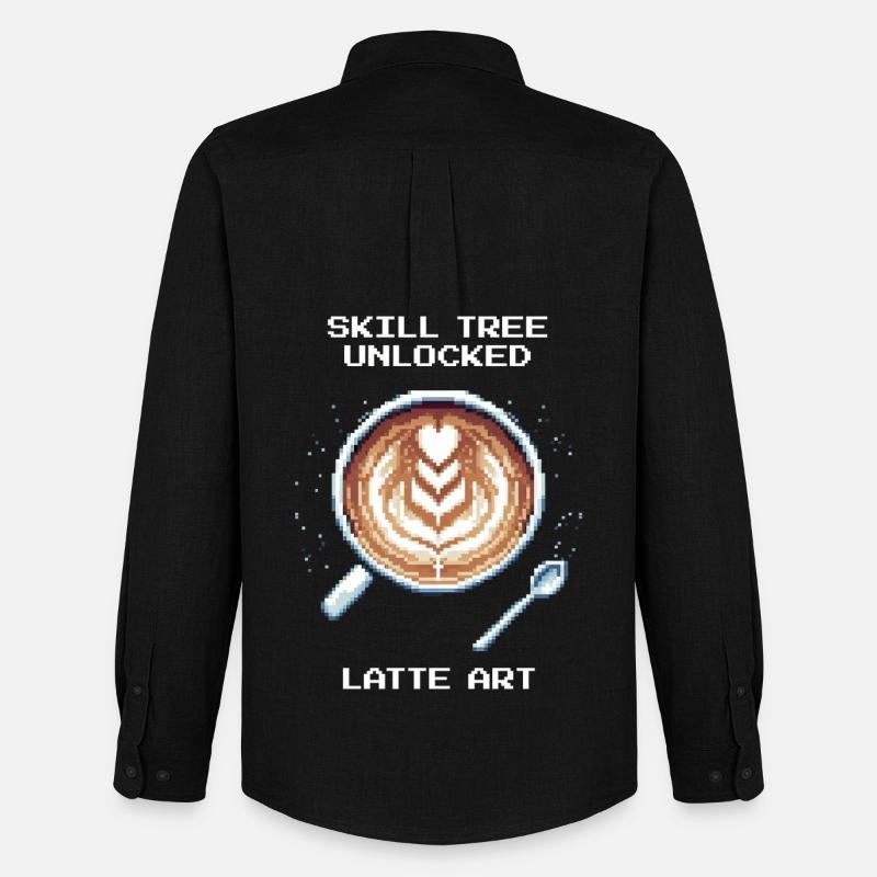 Skillbaum freigeschaltet: Latte Art | Barista - Männer Oxford Hemd von Stanley/Stella - Schwarz