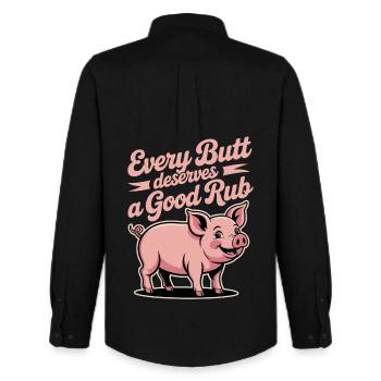 BBQ Griller Grilling Saying Funny - Men's Oxford Shirt by Stanley/Stella - black - Back - AI Model Male 185 dark (185cm)