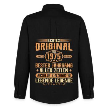 Genuine original since 1975 - 50th birthday - Men's Oxford Shirt by Stanley/Stella - black - Back - AI Model Male 185 dark (185cm)