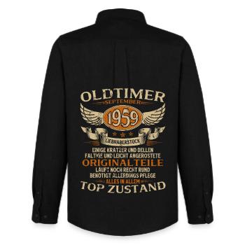 66th birthday gift vintage car September 1959 - Men's Oxford Shirt by Stanley/Stella - black - Back - AI Model Male 185 dark (185cm)
