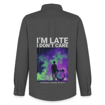 Im Late I Dont Care Phonk Dark Aesthetic - Männer Oxford Hemd von Stanley/Stella - Anthrazit - Hinten - AI Model Male 185 dark (185cm)
