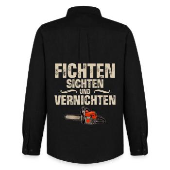Holzfäller - Männer Oxford Hemd von Stanley/Stella - Schwarz - Hinten - AI Model Male 185 dark (185cm)
