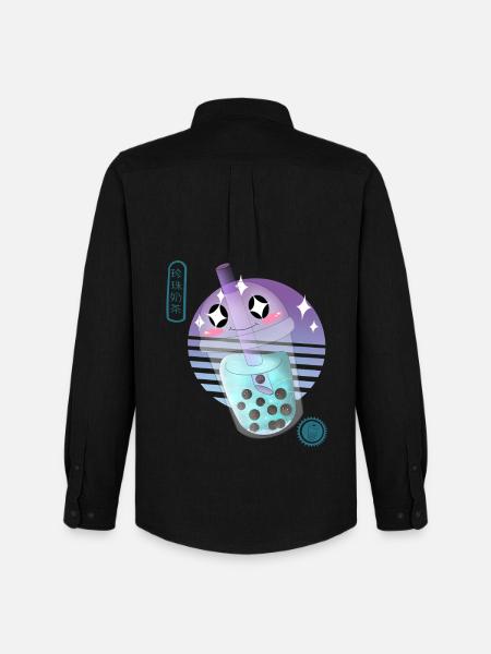 Kawaii Bubble Tea Illustration - Men's Oxford Shirt by Stanley/Stella - black