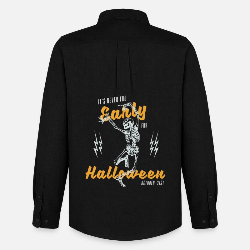 Halloween Skeleton with Power Pose - Männer Oxford Hemd von Stanley/Stella - Schwarz