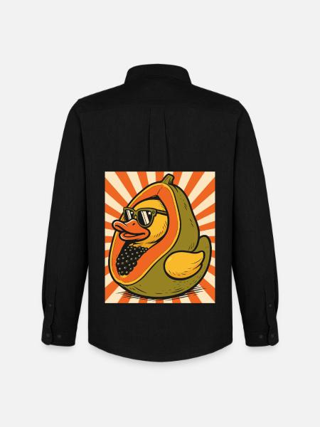 Humorous papaya duck character - Men's Oxford Shirt by Stanley/Stella - black