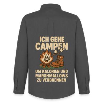 Ich Gehe Campen für Kalorien Und Marshmallows - Männer Oxford Hemd von Stanley/Stella - Anthrazit - Hinten - AI Model Male 185 dark (185cm)