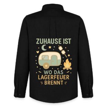 Zuhause Ist Wo Das Lagerfeuer Brennt Camper - Männer Oxford Hemd von Stanley/Stella - Schwarz - Hinten - AI Model Male 185 dark (185cm)
