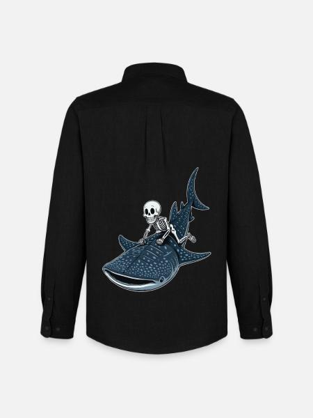 Skeleton on whale shark Rhincodon - Men's Oxford Shirt by Stanley/Stella - black