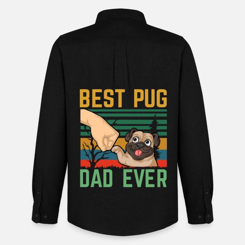 Bester Mops-Papa aller Zeiten - Männer Oxford Hemd von Stanley/Stella - Schwarz