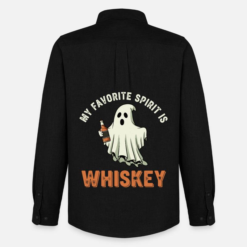 Geist mit Whiskey Flasche - Männer Oxford Hemd von Stanley/Stella - Schwarz