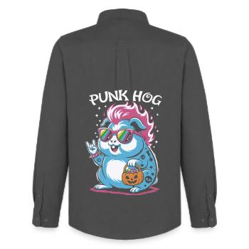 Punk Hamster Guinea Pig Costume - Men's Oxford Shirt by Stanley/Stella - anthracite - Back - AI Model Male 185 dark (185cm)