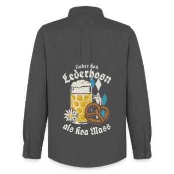 Lieber koa Lederhosen als koa Mass - Gaudi - Men's Oxford Shirt by Stanley/Stella - anthracite - Back - AI Model Male 185 dark (185cm)