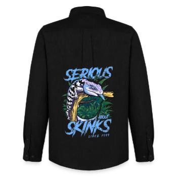 Ernsthaft über Blauzungenskinke seit 1999 - Männer Oxford Hemd von Stanley/Stella - Schwarz - Hinten - AI Model Male 185 dark (185cm)