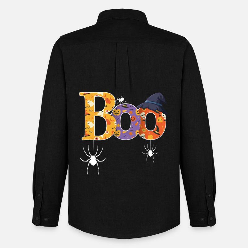 Boo Muster Halloween - Männer Oxford Hemd von Stanley/Stella - Schwarz