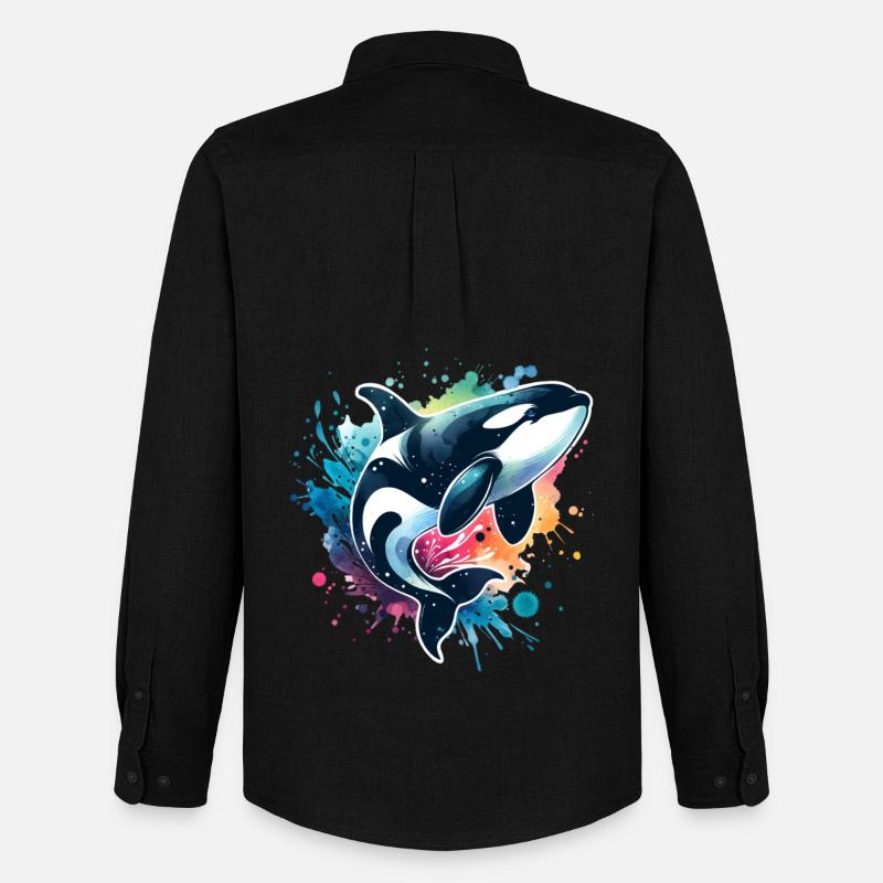 Orca Schwertwal - Männer Oxford Hemd von Stanley/Stella - Schwarz