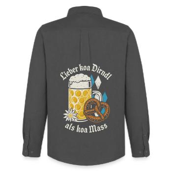 Lieber koa Dirndl als koa Mass - Bier und Gaudi - Men's Oxford Shirt by Stanley/Stella - anthracite - Back - AI Model Male 185 dark (185cm)