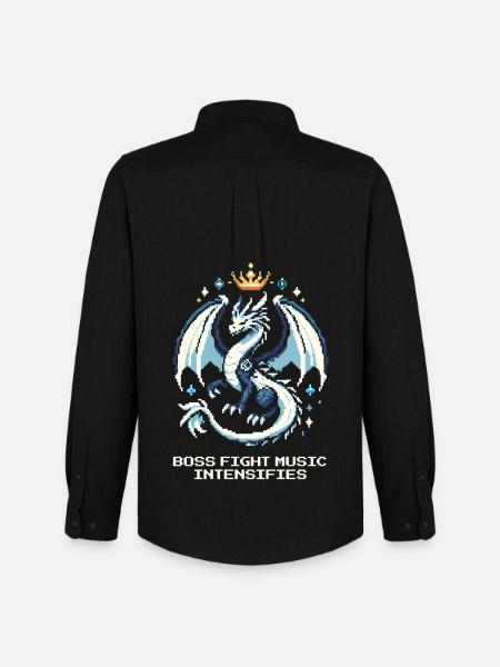 Bosskampf-Musik | Drache Pixel Art - Men's Oxford Shirt by Stanley/Stella - black