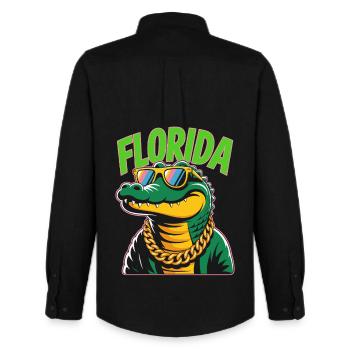 Alligator de Floride - Chemise Oxford homme Stanley/Stella - noir - Dos - AI Model Male 185 dark (185cm)