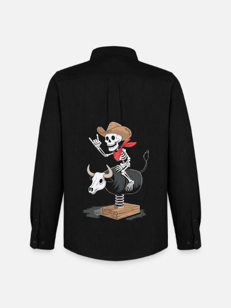 Skeleton Cowboy on Bull Mechanics - Men's Oxford Shirt by Stanley/Stella - black