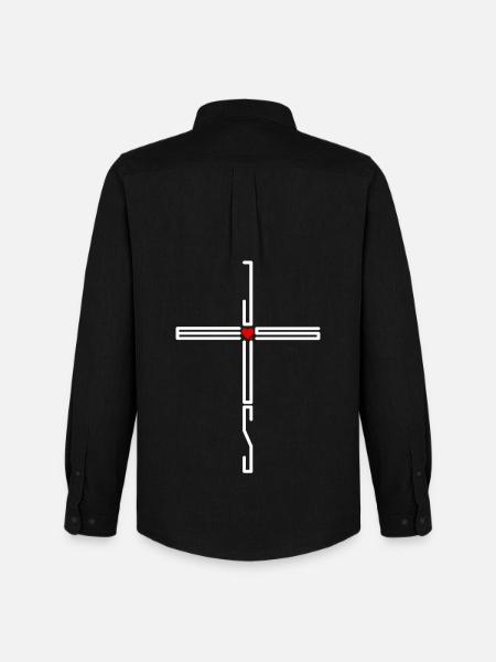 Jesus Cross Heart Love Believers Gift - Men's Oxford Shirt by Stanley/Stella - black