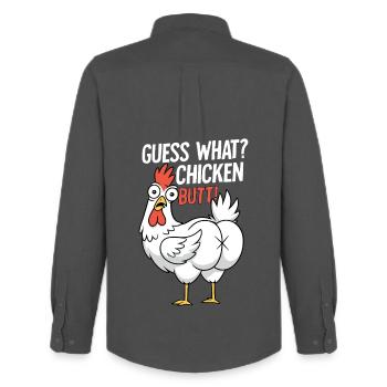 Cul de poulet disant dessin animé - Chemise Oxford homme Stanley/Stella - charbon - Dos - AI Model Male 185 dark (185cm)