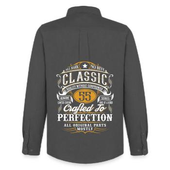 55th Birthday - Men's Oxford Shirt by Stanley/Stella - anthracite - Back - AI Model Male 185 dark (185cm)