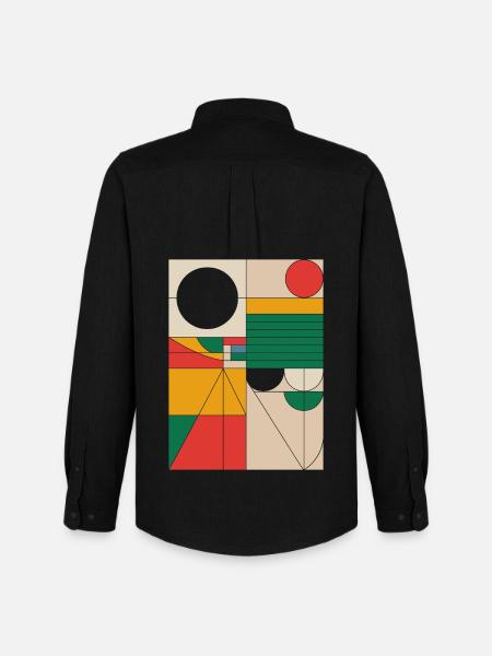 Bauhaus Abstract Geometric Shapes Artwork - Men's Oxford Shirt by Stanley/Stella - black
