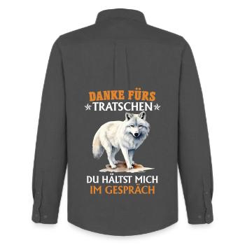Wolf Spirit DANKE FÜRS TRATSCHEN Lustiges - Männer Oxford Hemd von Stanley/Stella - Anthrazit - Hinten - AI Model Male 185 dark (185cm)