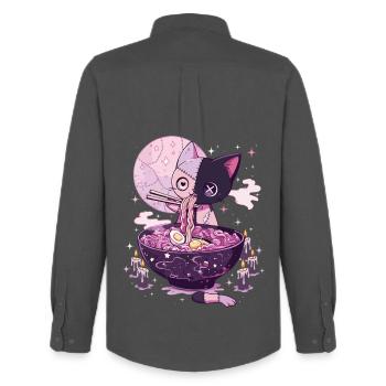 Kawaii Goth Pastel Chat Zombie Ramen - Chemise Oxford homme Stanley/Stella - charbon - Dos - AI Model Male 185 dark (185cm)