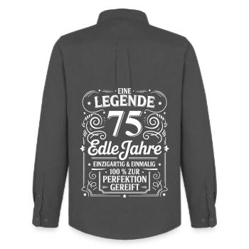 A Legend Noble 75 Years Birthday Gift - Men's Oxford Shirt by Stanley/Stella - anthracite - Back - AI Model Male 185 dark (185cm)