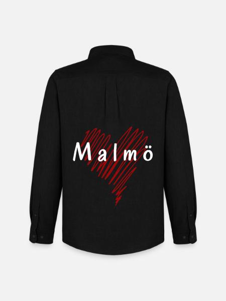 I Love Malmö, Malmö Sweden - Men's Oxford Shirt by Stanley/Stella - black