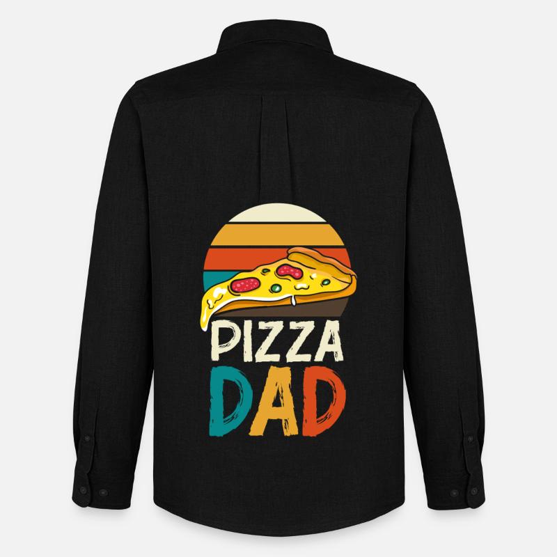 Pizza Dad Retro Logo - Männer Oxford Hemd von Stanley/Stella - Schwarz