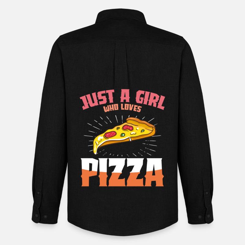 Pizza Liebe Mädchen Design - Männer Oxford Hemd von Stanley/Stella - Schwarz