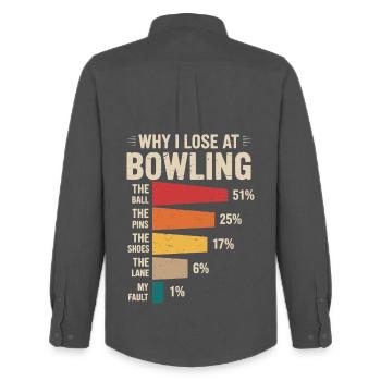 Bowling - Men's Oxford Shirt by Stanley/Stella - anthracite - Back - AI Model Male 185 dark (185cm)