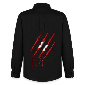 Dänemark Kralle Grunge Dannebrog Flagge Kratzer - Männer Oxford Hemd von Stanley/Stella - Schwarz - Hinten - AI Model Male 185 dark (185cm)