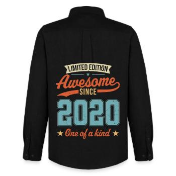 Großartig seit 2020 - Männer Oxford Hemd von Stanley/Stella - Schwarz - Hinten - AI Model Male 185 dark (185cm)