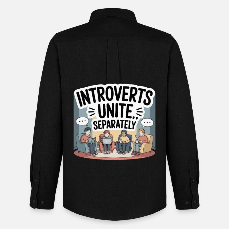 Introverts Unite Separately - Männer Oxford Hemd von Stanley/Stella - Schwarz