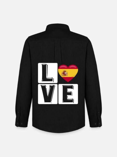 LOVE Spain Heart Font - Men's Oxford Shirt by Stanley/Stella - black
