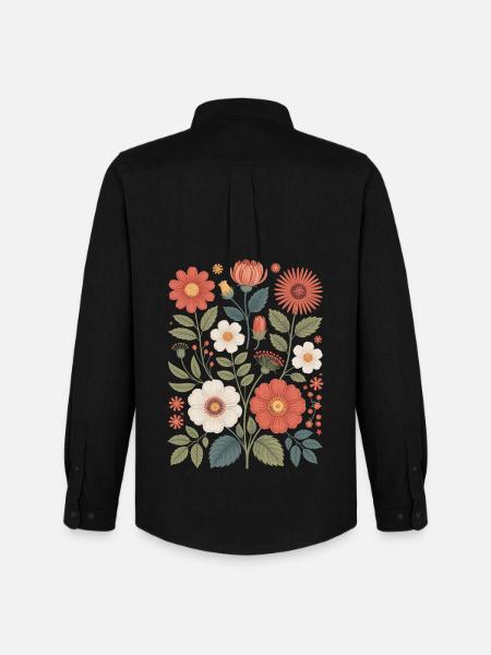 Botanical Flower Diversity Garden Meadow Nature - Men's Oxford Shirt by Stanley/Stella - black