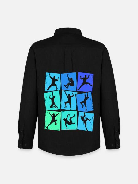 Climbing Mountains Climbers Bouldering Boys Children - Men's Oxford Shirt by Stanley/Stella - black