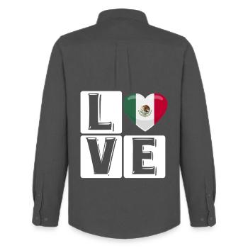 Love Mexico Heart - Men's Oxford Shirt by Stanley/Stella - anthracite - Back - AI Model Male 185 dark (185cm)