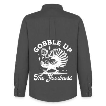 Thanksgiving Turkey Gobble Up - Männer Oxford Hemd von Stanley/Stella - Anthrazit - Hinten - AI Model Male 185 dark (185cm)