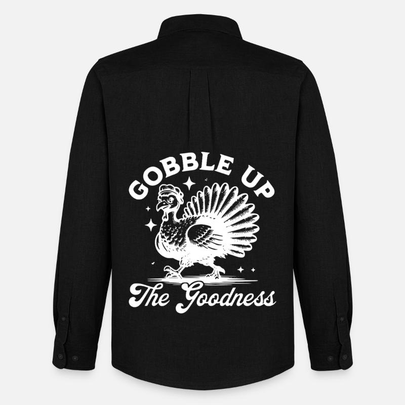 Thanksgiving Turkey Gobble Up - Männer Oxford Hemd von Stanley/Stella - Schwarz