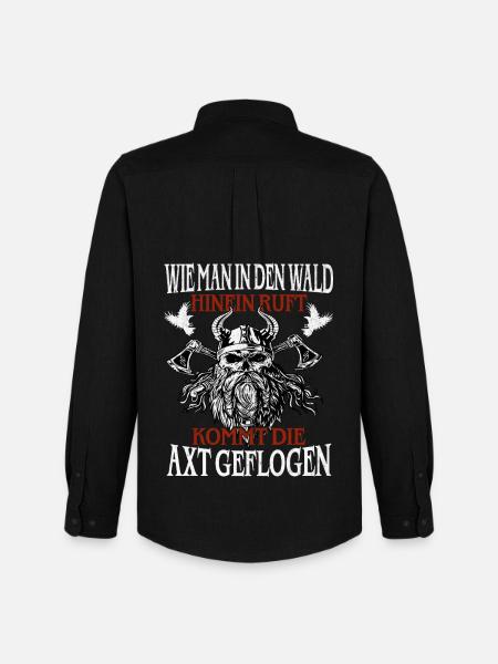 Waldruf und Axt – Viking Spruch - Männer Oxford Hemd von Stanley/Stella - Schwarz