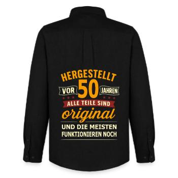 50th Birthday Original Parts 1975 - Men's Oxford Shirt by Stanley/Stella - black - Back - AI Model Male 185 dark (185cm)