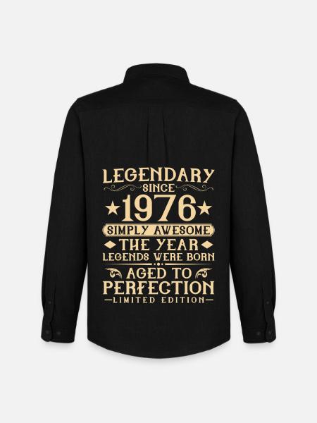 50-vuotissyntymäpäivä Vintage Vintage 1976 -lahja - Oxford-paita miesten Stanley/Stella - musta