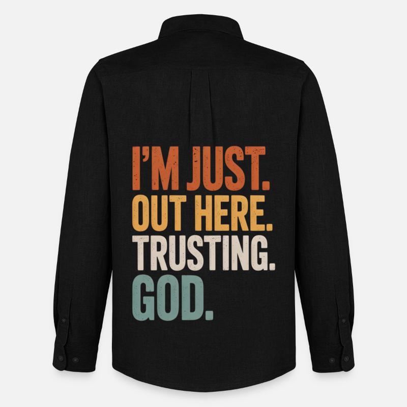 I'M JUST OUT HERE TRUSTING GOD - Männer Oxford Hemd von Stanley/Stella - Schwarz