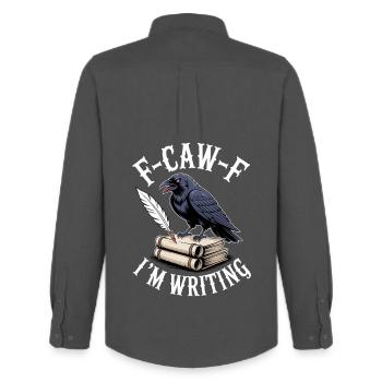 Raven quill and scrolls - Men's Oxford Shirt by Stanley/Stella - anthracite - Back - AI Model Male 185 dark (185cm)