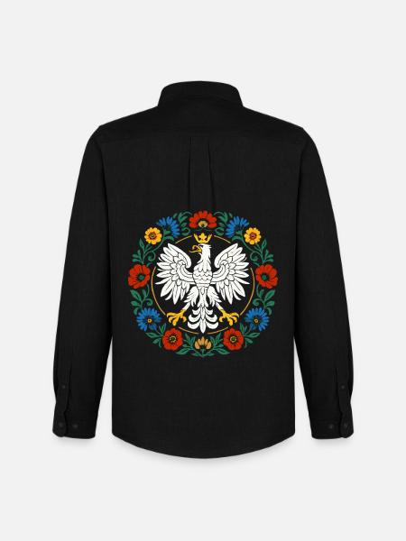 Polnischer Adler Volksemblem mit Blumen - Männer Oxford Hemd von Stanley/Stella - Schwarz