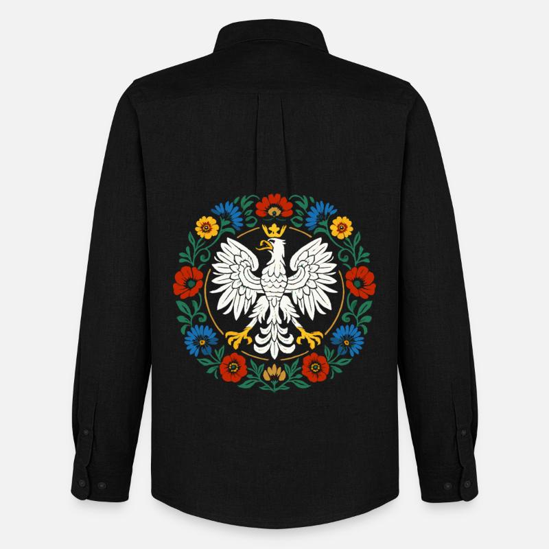 Polnischer Adler Volksemblem mit Blumen - Männer Oxford Hemd von Stanley/Stella - Schwarz